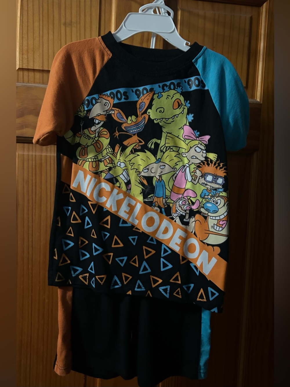 Nickelodeon Black Orange & Teal Character Raglan Tee
